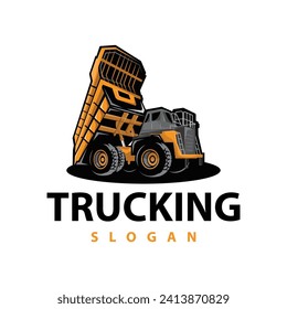 Truck logo heavy vehicle mining truck transportation design vector illustration template