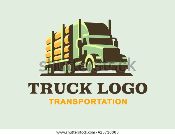 Truck logo\
illustration, transportation of\
wood
