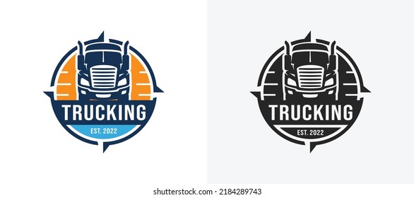 Vector de diseño del conjunto de logotipos de camiones. Conjunto de logotipo de entrega de camiones