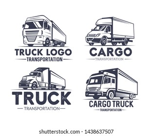 Truck logo set. Transportation.  Monochrome style. Vector illustration.