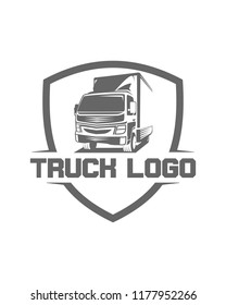 Truck logo with shield template vector
