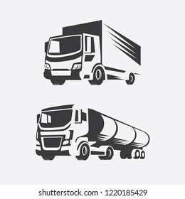 Truck logo. Stylized image in the sharp edges of transport for cargo handling and delivery. Vector illustration.