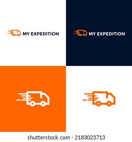 Truck logo, suitable for goods delivery services.