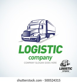 Truck logo template. Logistic truck logo. Isolated vector illustration.