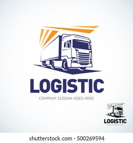 Truck logo template. Logistic trick logo. Isolated vector illustration.