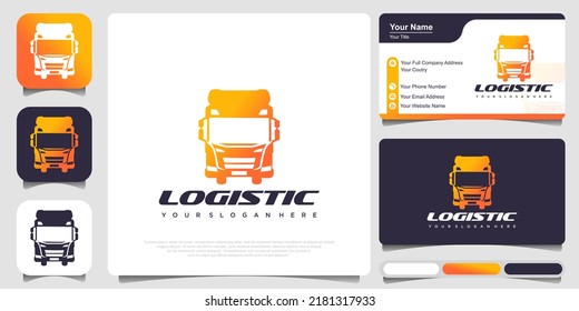 Truck logo. The template for logos, icons of modern lorry.