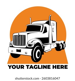 Truck logo. This truck logo design gives the impression of being energetic and ready to work delivering goods. This logo is suitable for construction companies.