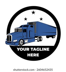 Truck logo. This logo design highlights the silhouette of a truck, giving the impression of being energetic and ready to work in the delivery field. This logo is suitable for large companies.