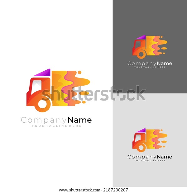 Truck logo with transportation design vector,\
delivery express
