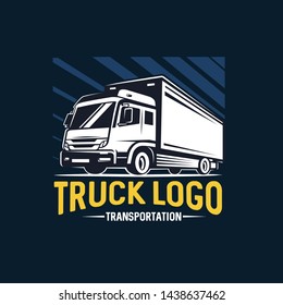 Truck logo. Transportation.  Monochrome style. Vector illustration.