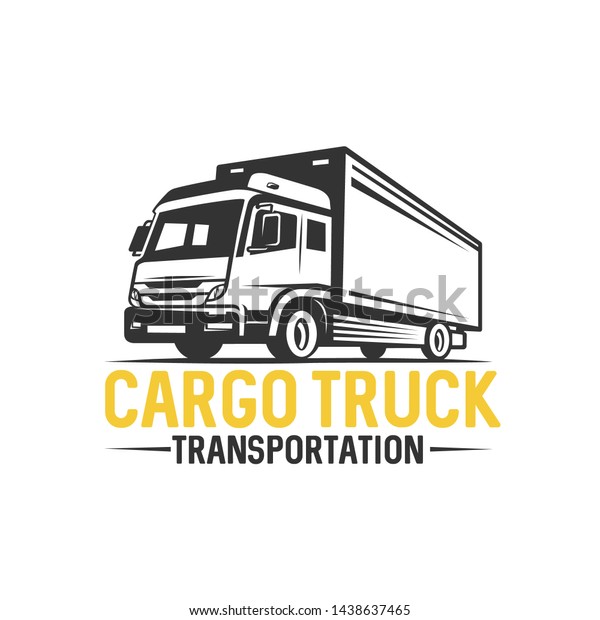 Truck logo. Transportation.  Monochrome\
style. Vector\
illustration.