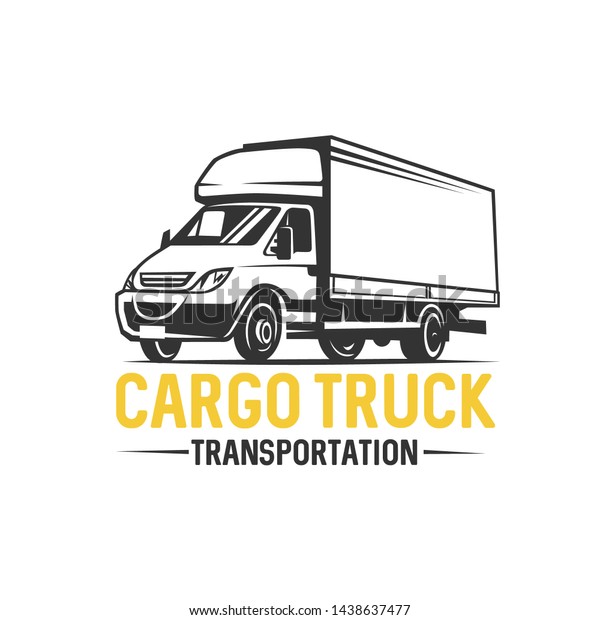 Truck logo. Transportation.  Monochrome\
style. Vector\
illustration.