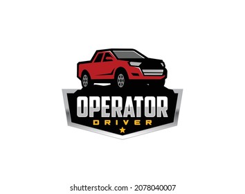 Truck logo vector for construction company. Vehicle equipment template vector illustration for your brand.