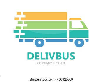 Truck logo vector design. Fast delivery symbol or icon