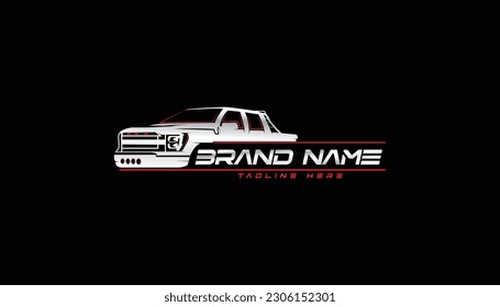 truck logo vector for detailing, wash, rental and garage services with premium outline silhouette look