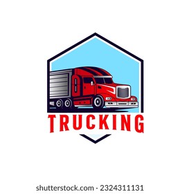 Logo del camión. Ilustración vectorial adecuada para la industria de la mascota o el logotipo para el transporte de mercancías, la carga o la industria logística
