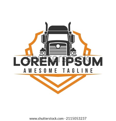 Truck logo. Vector illustration good for mascot or logo for freight forwarding industry, cargo, or logistic industry. flat color style.