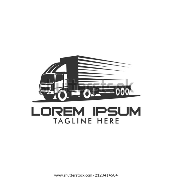 Truck logo. Vector illustration good for mascot or\
logo for freight forwarding industry, cargo, or logistic industry.\
flat color style.