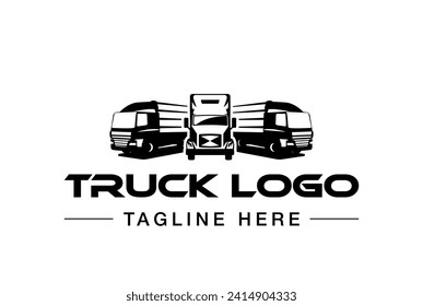 Plantilla vectorial de logotipo de camión. Logo del transporte. Vector del logotipo de la vista frontal del camión.
