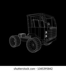Truck or lorry car. Cargo vehicle model wireframe low poly mesh vector illustration