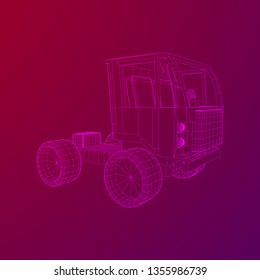 Truck or lorry car. Cargo vehicle model wireframe low poly mesh vector illustration