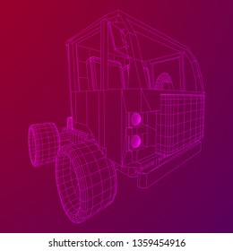 Truck or lorry car. Cargo vehicle model wireframe low poly mesh vector illustration