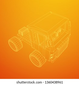 Truck or lorry car. Cargo vehicle model wireframe low poly mesh vector illustration