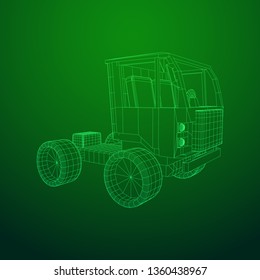 Truck or lorry car. Cargo vehicle model wireframe low poly mesh vector illustration