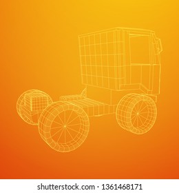 Truck or lorry car. Cargo vehicle model wireframe low poly mesh vector illustration