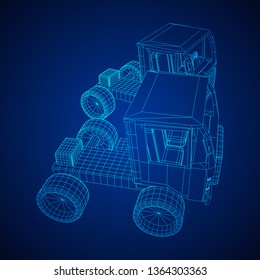 Truck or lorry car. Cargo vehicle model wireframe low poly mesh vector illustration