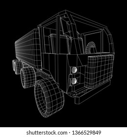 Truck or lorry car. Cargo vehicle model wireframe low poly mesh vector illustration