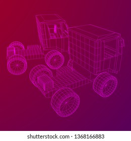 Truck or lorry car. Cargo vehicle model wireframe low poly mesh vector illustration