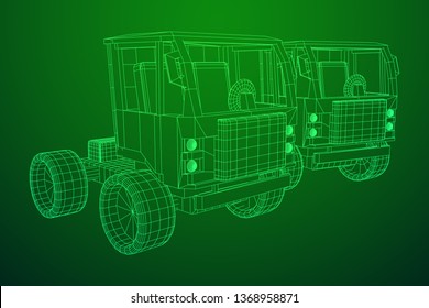 Truck or lorry car. Cargo vehicle model wireframe low poly mesh vector illustration