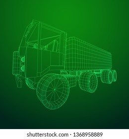 Truck or lorry car. Cargo vehicle model wireframe low poly mesh vector illustration