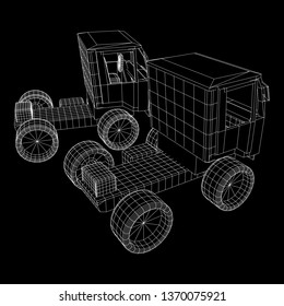Truck or lorry car. Cargo vehicle model wireframe low poly mesh vector illustration