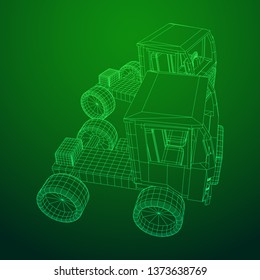 Truck or lorry car. Cargo vehicle model wireframe low poly mesh vector illustration