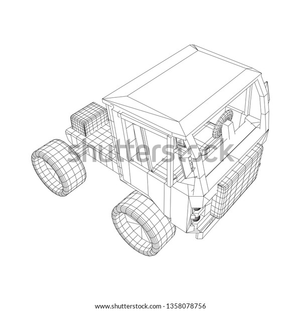 Truck or lorry car. Cargo vehicle model\
wireframe low poly mesh vector\
illustration