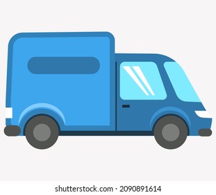 Truck, lorry icon. Delivery, logistics concept. Wagon with trailer for transporting goods worldwide. Vehicle for transpportation and shipping. Delivery of parcels by transport. Blue automobile