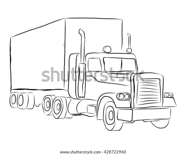 Truck Lorry Isolated Illustration Simple Black Stock Vector (Royalty