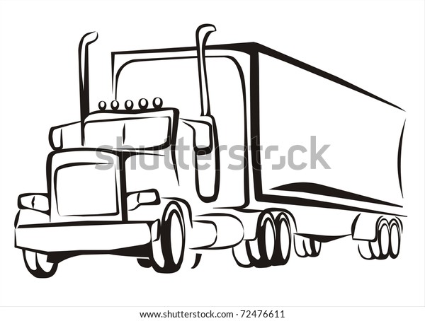 Truck Lorry Isolated Illustration Simple Black Stock Vector (Royalty