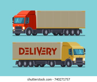 Truck, lorry symbol or icon. Delivery, shipping, shipment concept. Cartoon vector illustration
