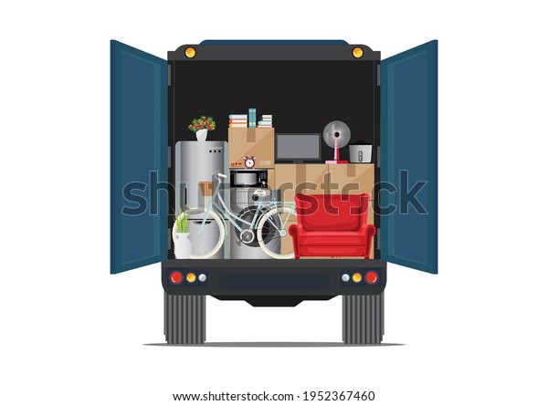 Truck Lots Boxes Furniture Concept Moving Stock Vector (Royalty Free ...