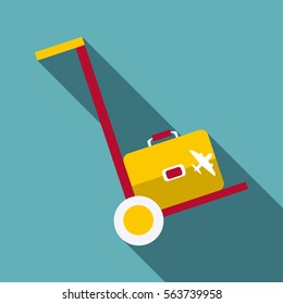 Truck with luggage icon. Flat illustration of truck with luggage vector icon for web