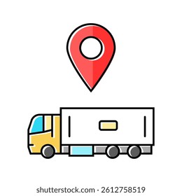 truck map location color icon vector. truck map location sign. isolated symbol illustration
