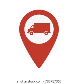 Truck Map Pointer Icon on white background. Vector illustration