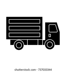 truck mini icon, vector illustration, black sign on isolated background
