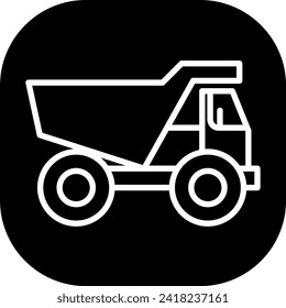 Truck mining industry icon with black filled line outline style. transportation, truck, delivery, industry, transport, shipping, cargo. Vector Illustration