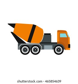 Truck mixer icon in flat style isolated on white background. Transportation symbol