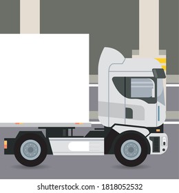 truck mockup car vehicle in parking zone icon vector illustration design