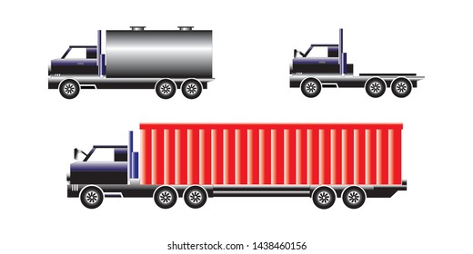 Truck models icon vector set. Container truck